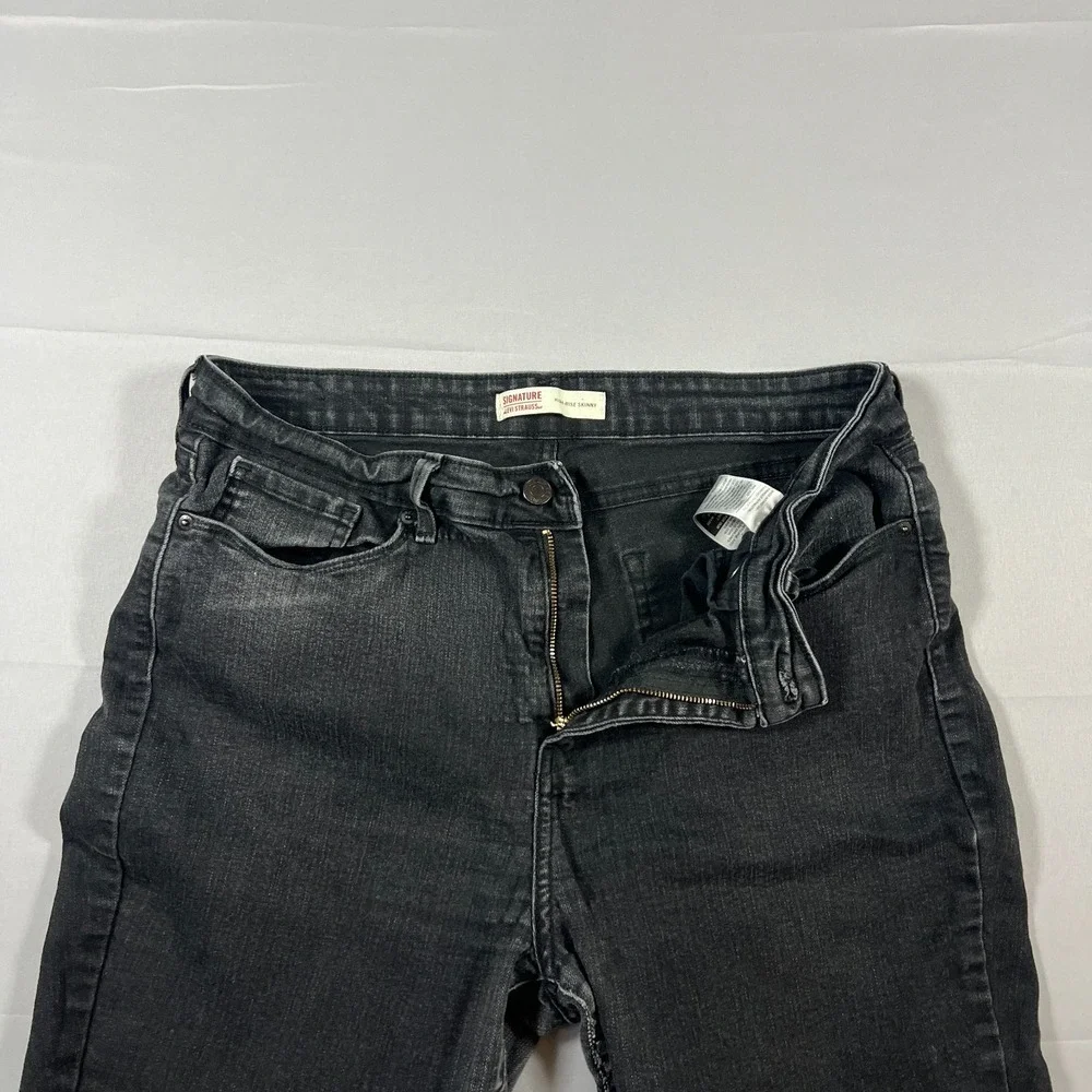 Levi Strauss Signature Skinny Jeans Womens 16M Black Cotton Stretch High Rise